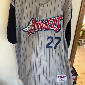Majestic Gray and Black Angels Jersey